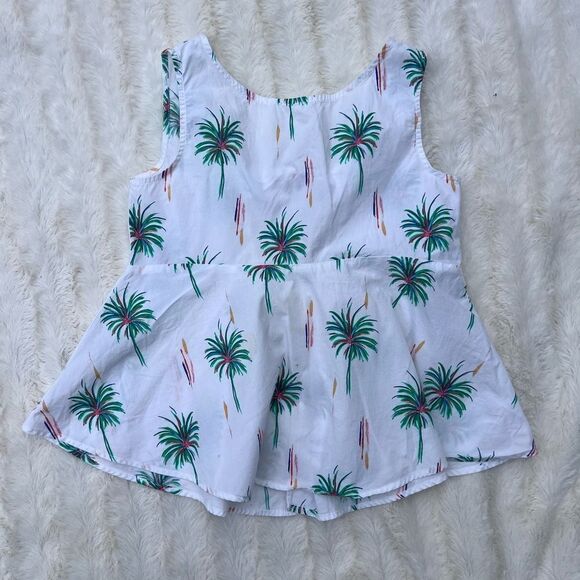 Zara Palm Trees V neck front lace up Print Tie Back size 11/12 - Picture 1 of 4